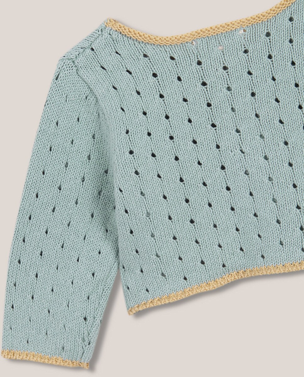 Casaco de Malha Aberta Verde-claro-5