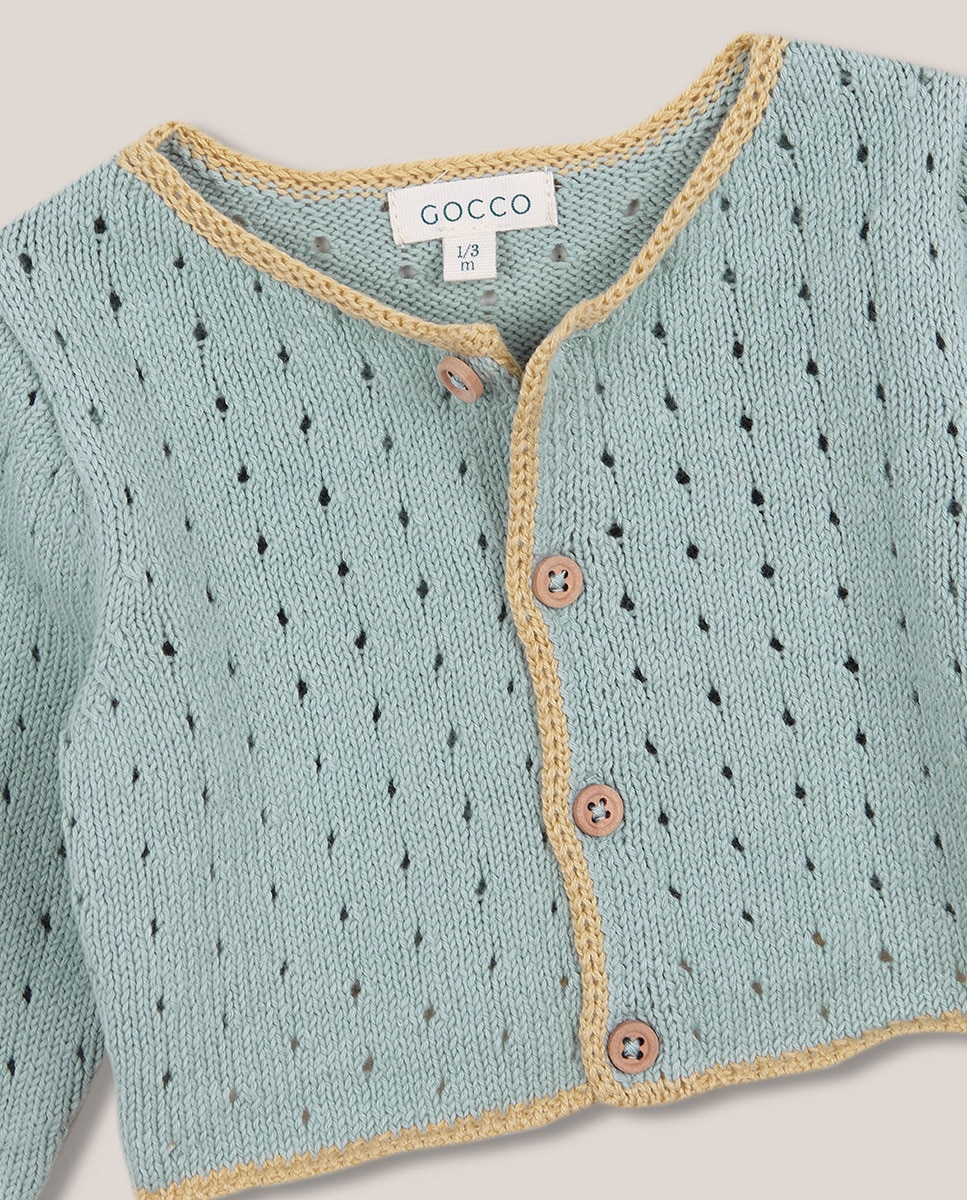 Casaco de Malha Aberta Verde-claro-3