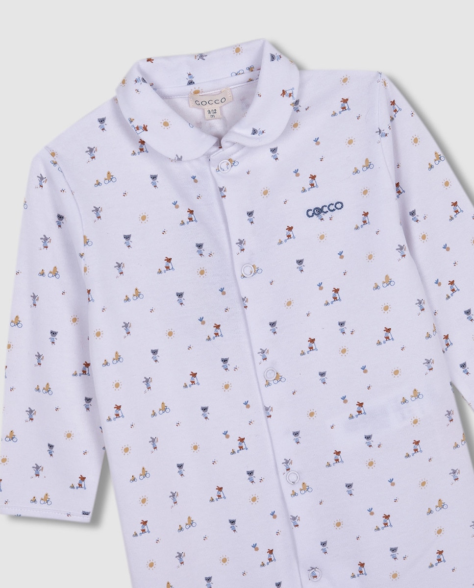 Pijama Comprido com Estampado de Animais Branco-5