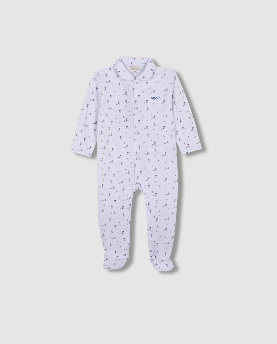 Pijama Comprido com Estampado de Animais Branco-3