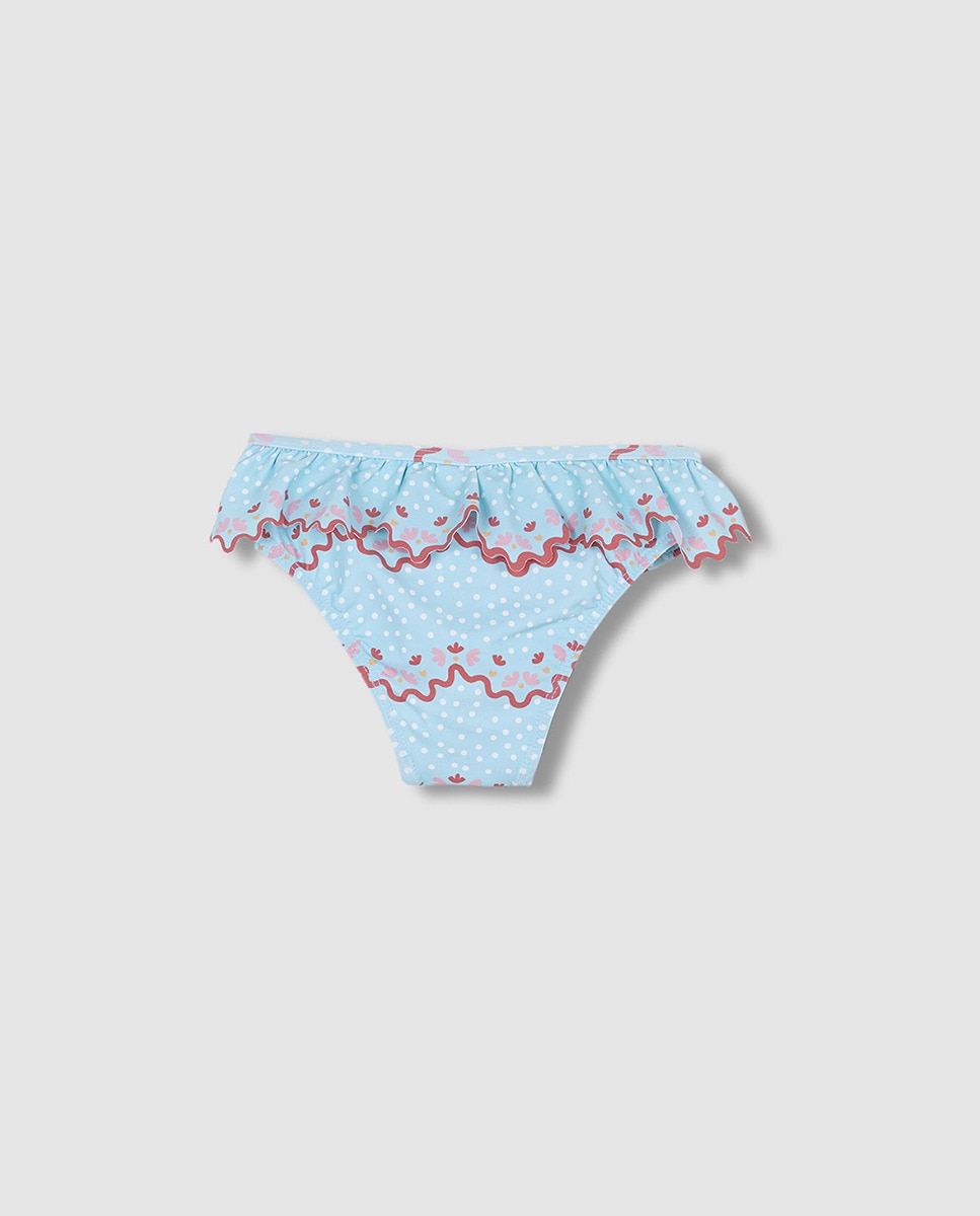 Cueca de Banho com Estampado de Ondas Azul-3