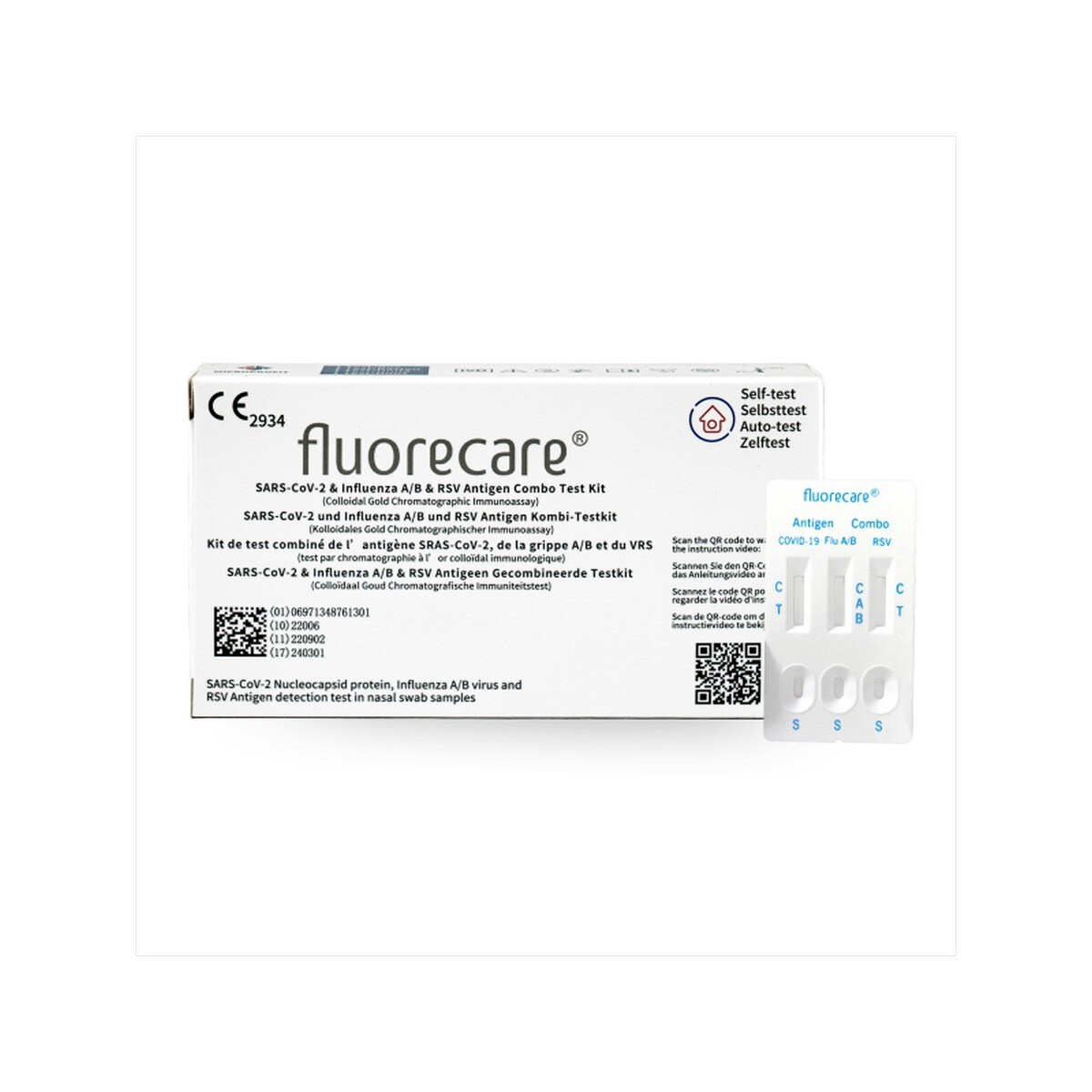 Autoteste 4 em 1 SARS-CoV-2, Influenza A e B e RSV - 1 un 3