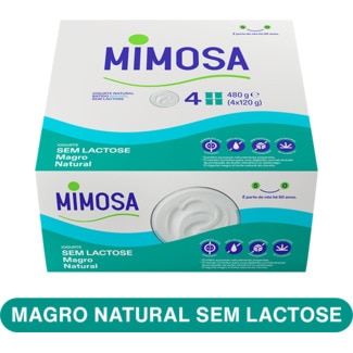 Iogurte Natural Magro sem Lactose Pack 4 embalagem 120 ml - Mimosa