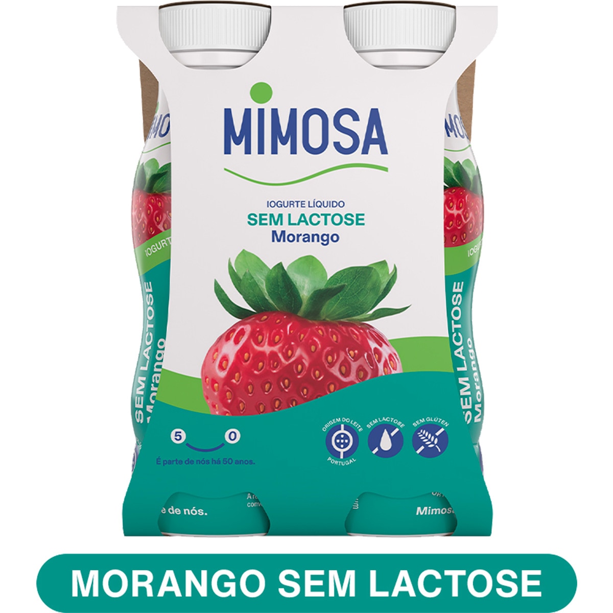 Iogurte Líquido Morango sem Lactose Pack 4 embalagem 151 ml
