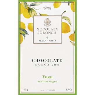 chocolate negro 70% cacao con sésamo negro yuzu tableta 100 g - Jolonch