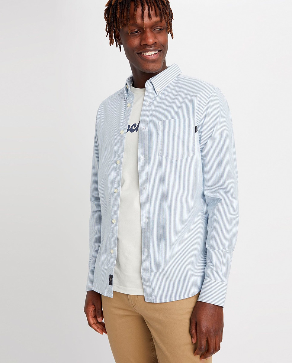 Camisa Oxford Elástica Azul-claro-5