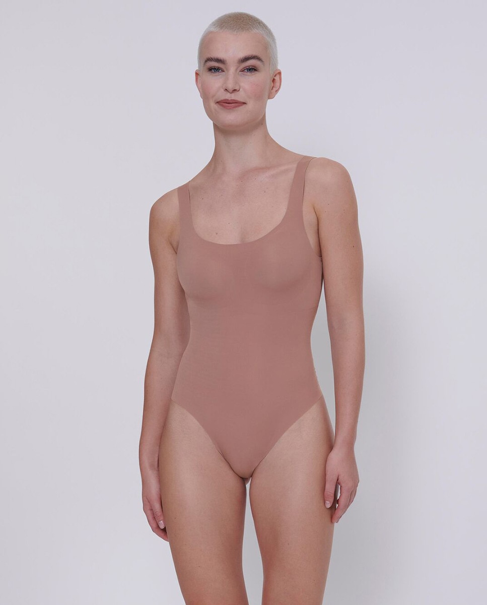 Body com Copa Desmontável Castanho-1