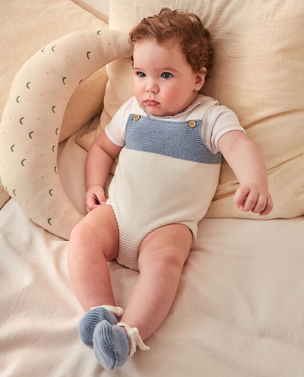 Babygrow de Malha em Duas Cores Azul-5