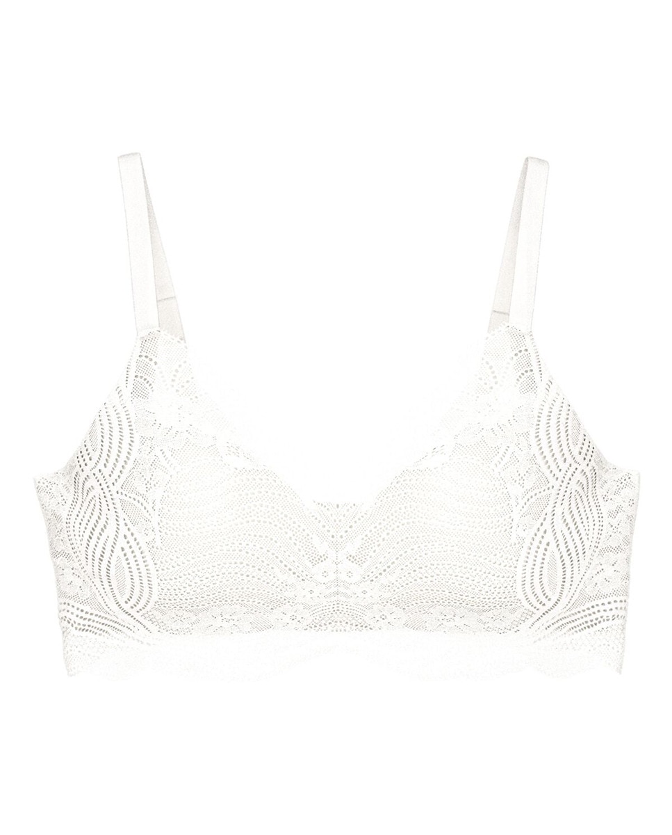 Soutien sem Aro e com Copa Inovadora de Foam 4D e Renda Elástica Branco-4
