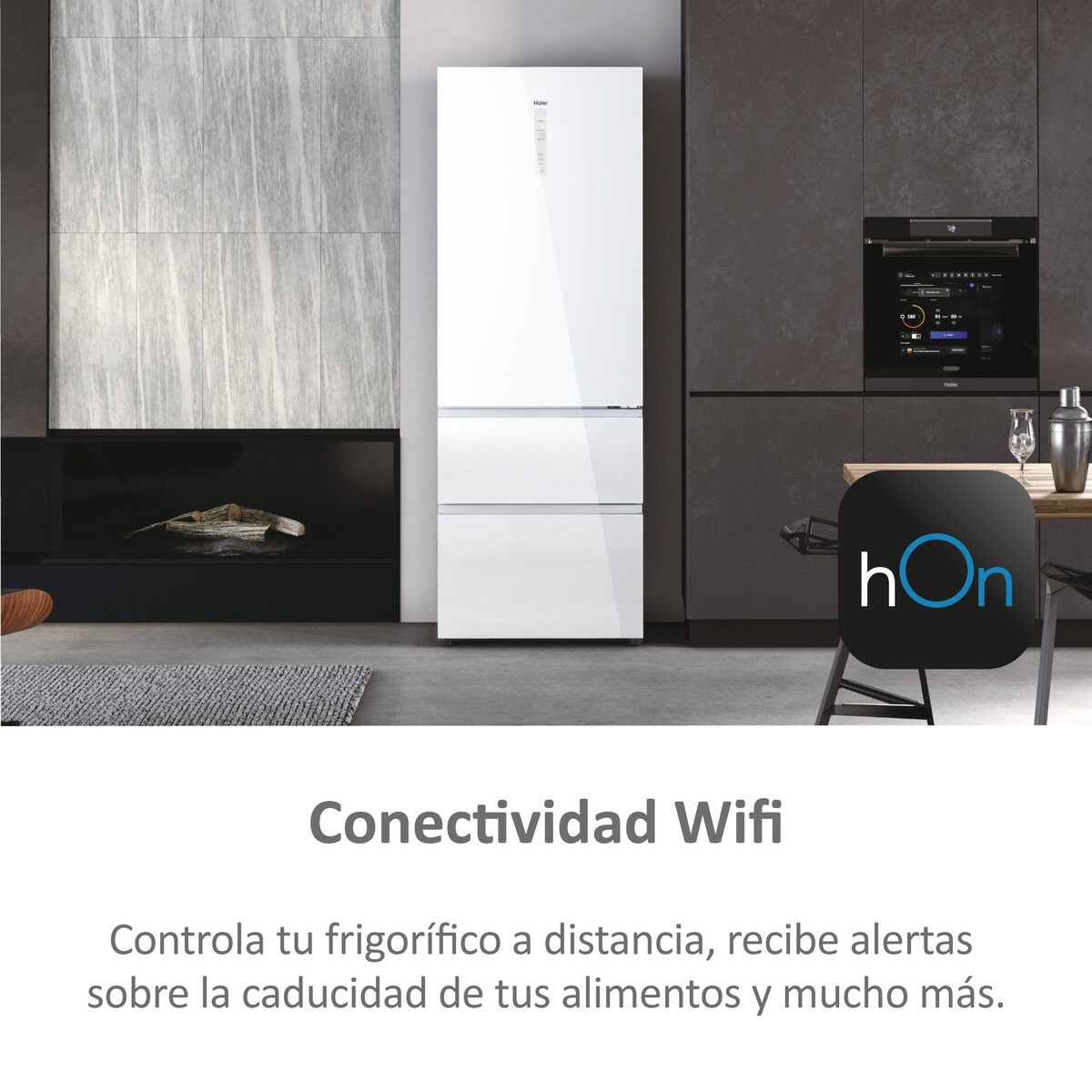 Frigorífico combi Haier, Wifi, Total No Frost, 70 cm de ancho 3D 70 Series 7- HTW7720DNGW Cristal blanco-7