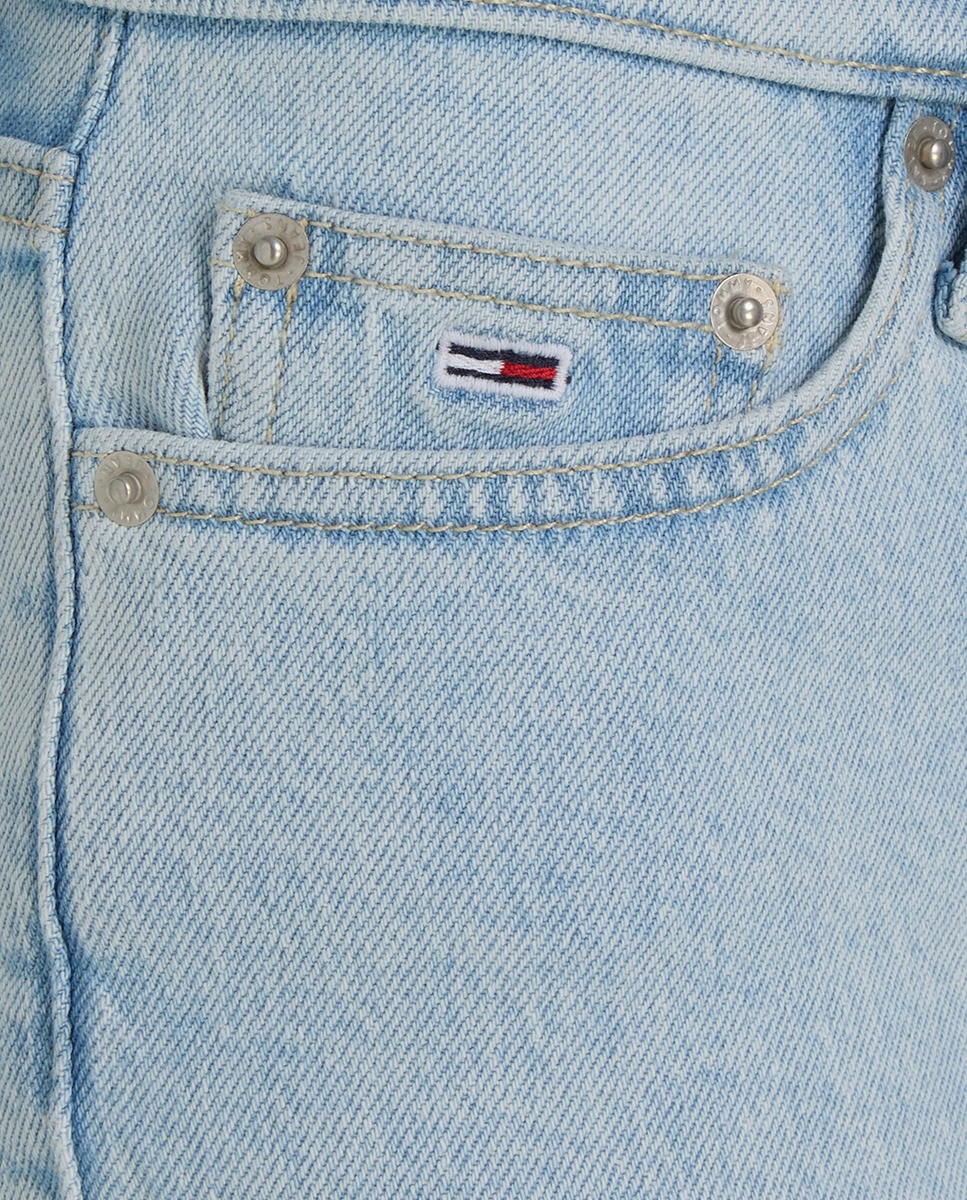 Jeans Curtos com Cintura Média Azul-claro-6