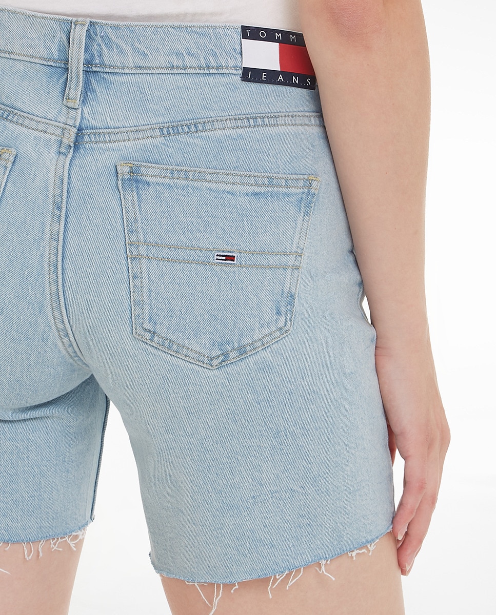 Jeans Curtos com Cintura Média Azul-claro-3