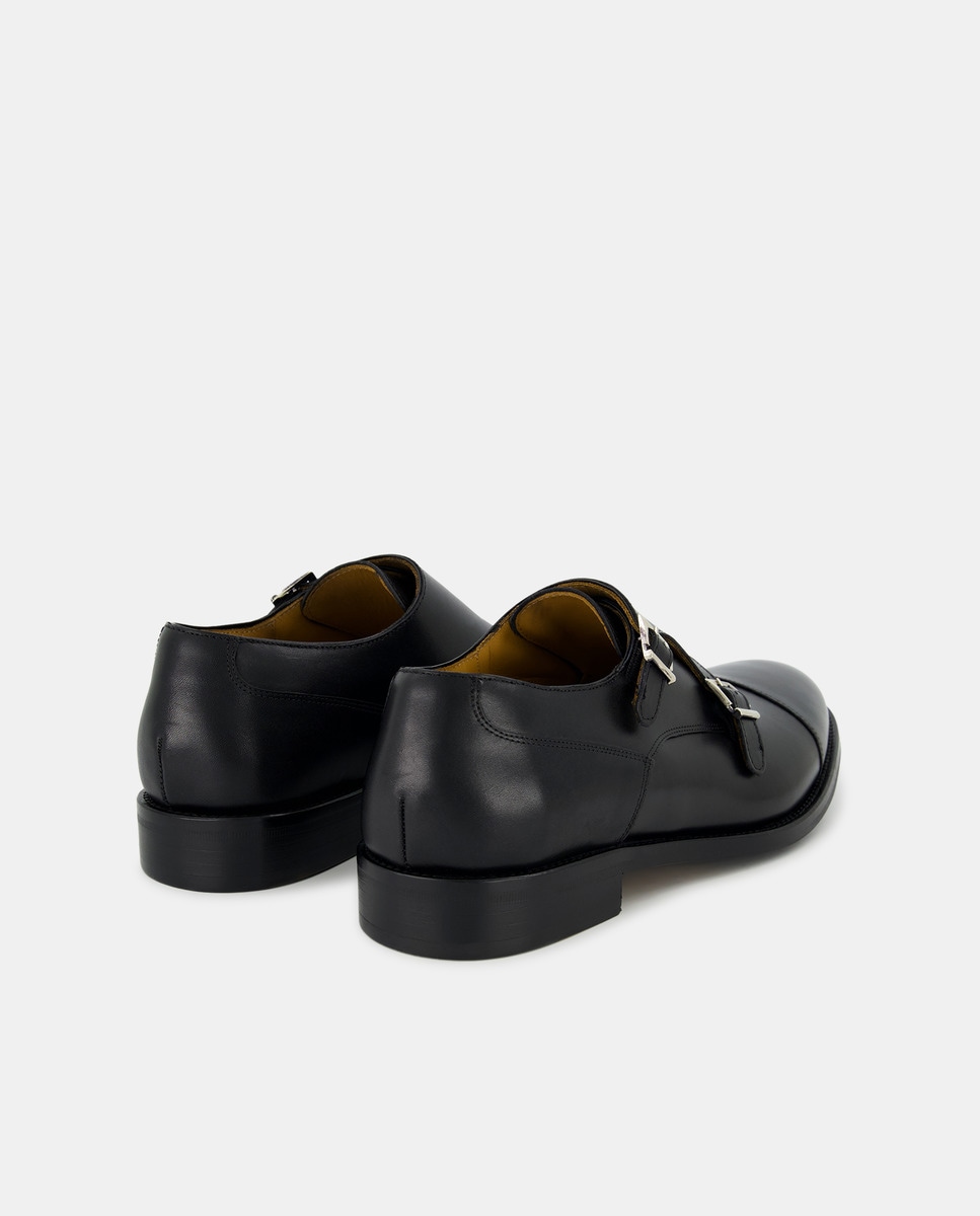 Bluchers com Fivela Dupla e em Pele Preto-3