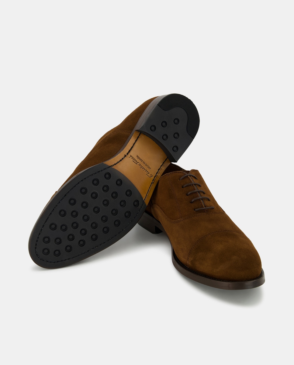 Sapatos de Atacadores com Biqueira Direita e em Pele Castanho-2