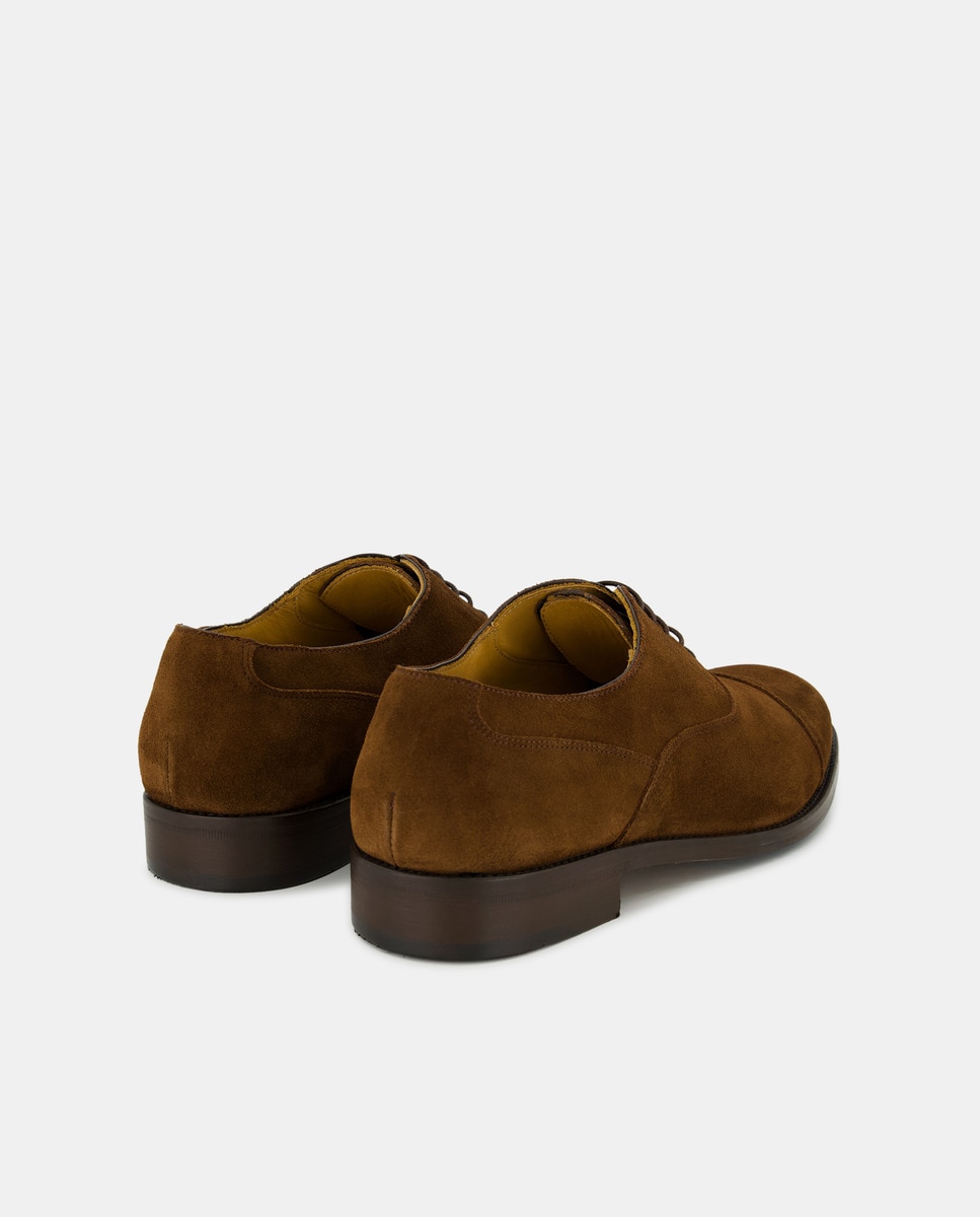 Sapatos de Atacadores com Biqueira Direita e em Pele Castanho-3