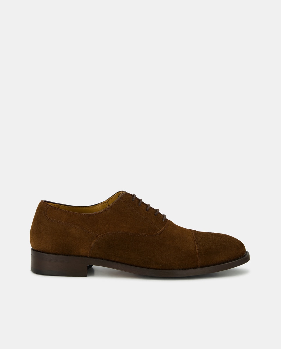 Sapatos de Atacadores com Biqueira Direita e em Pele Castanho-1