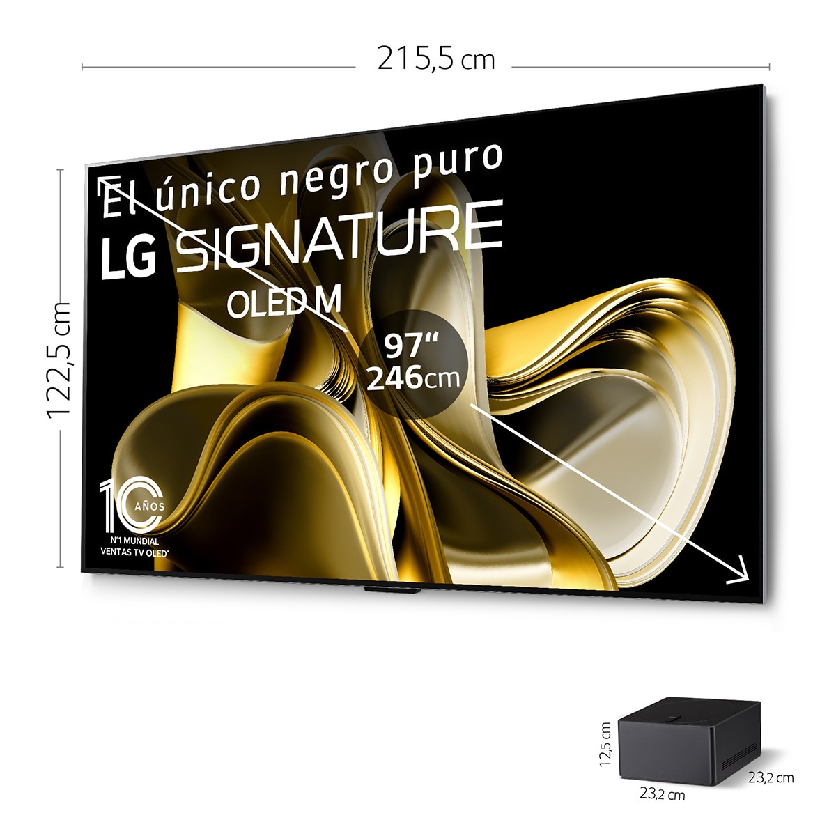 TV OLED 247 cm (97") LG OLED Signature 4K M3 Inalámbrico con Smart TV webOS23 actualizable, para colgar en pared con soporte incluido Gris Grafito-3