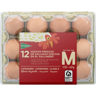 huevos de gallinas sueltas en el gallinero categoría A clase M estuche 12 unidades - El Corte Ingles