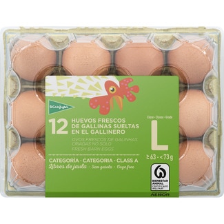 huevos de gallinas sueltas en el gallinero categoría A clase L estuche 12 unidades - El Corte Ingles