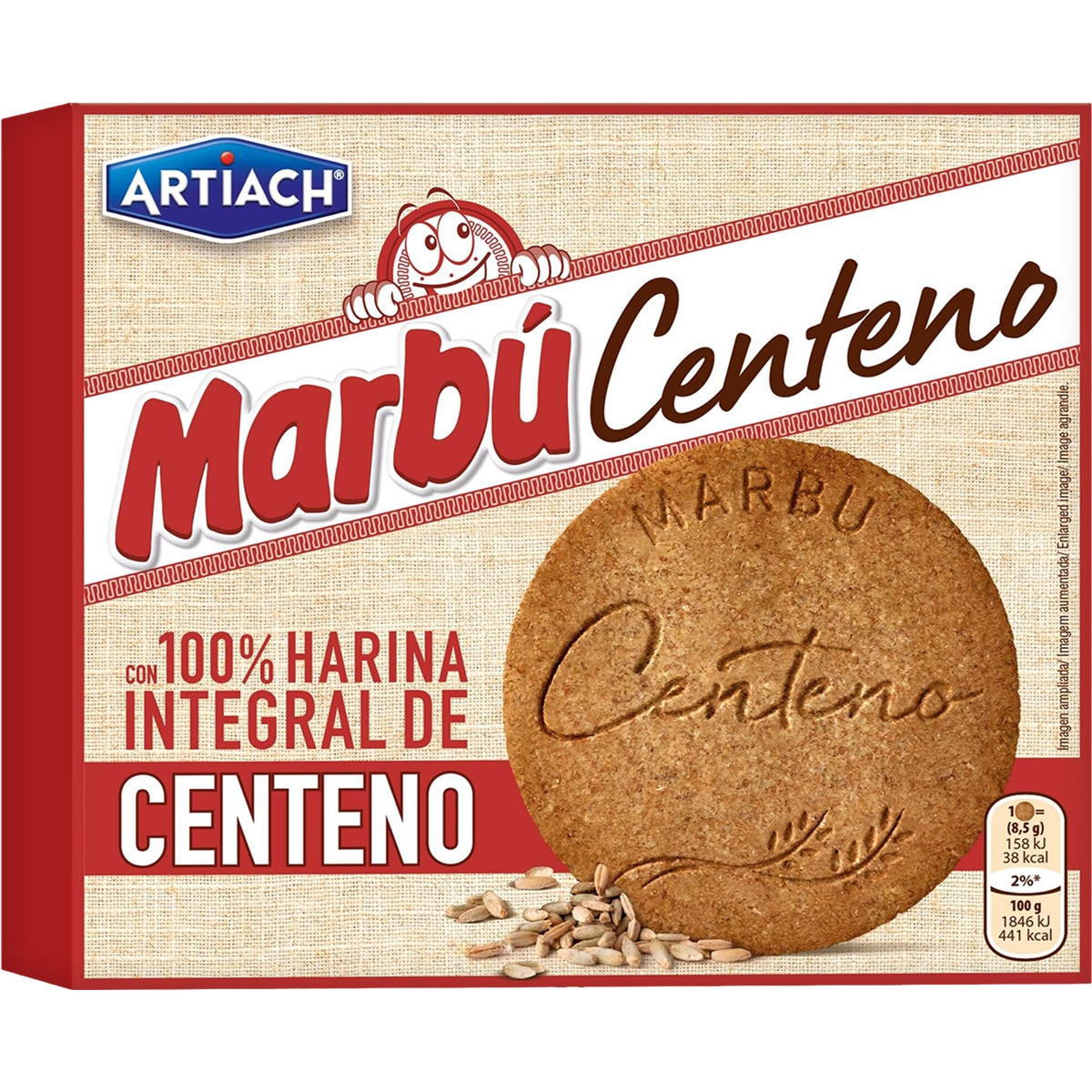 galletas integrales de centeno con azúcar moreno estuche 380 g