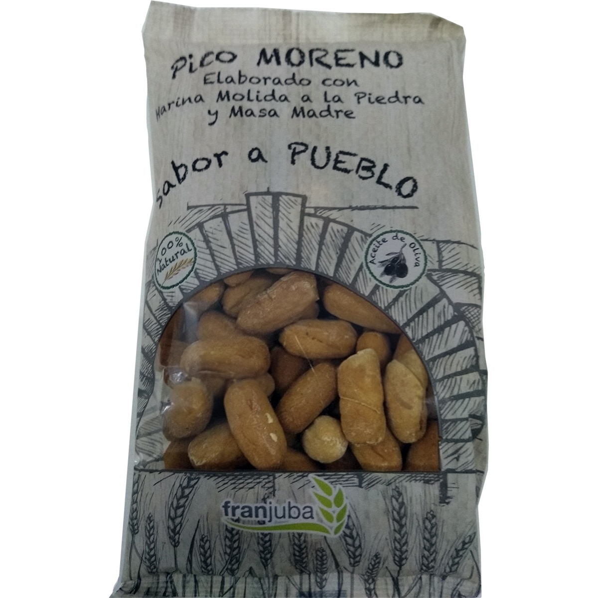 picos morenos Sabor a Pueblo con aceite de oliva bolsa 140 g con harina molida a la piedra y masa madre