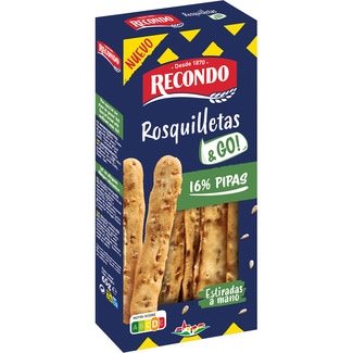Rosquilletas & Go! snacks de pan con pipas estirados a mano estuche 65 g - Recondo