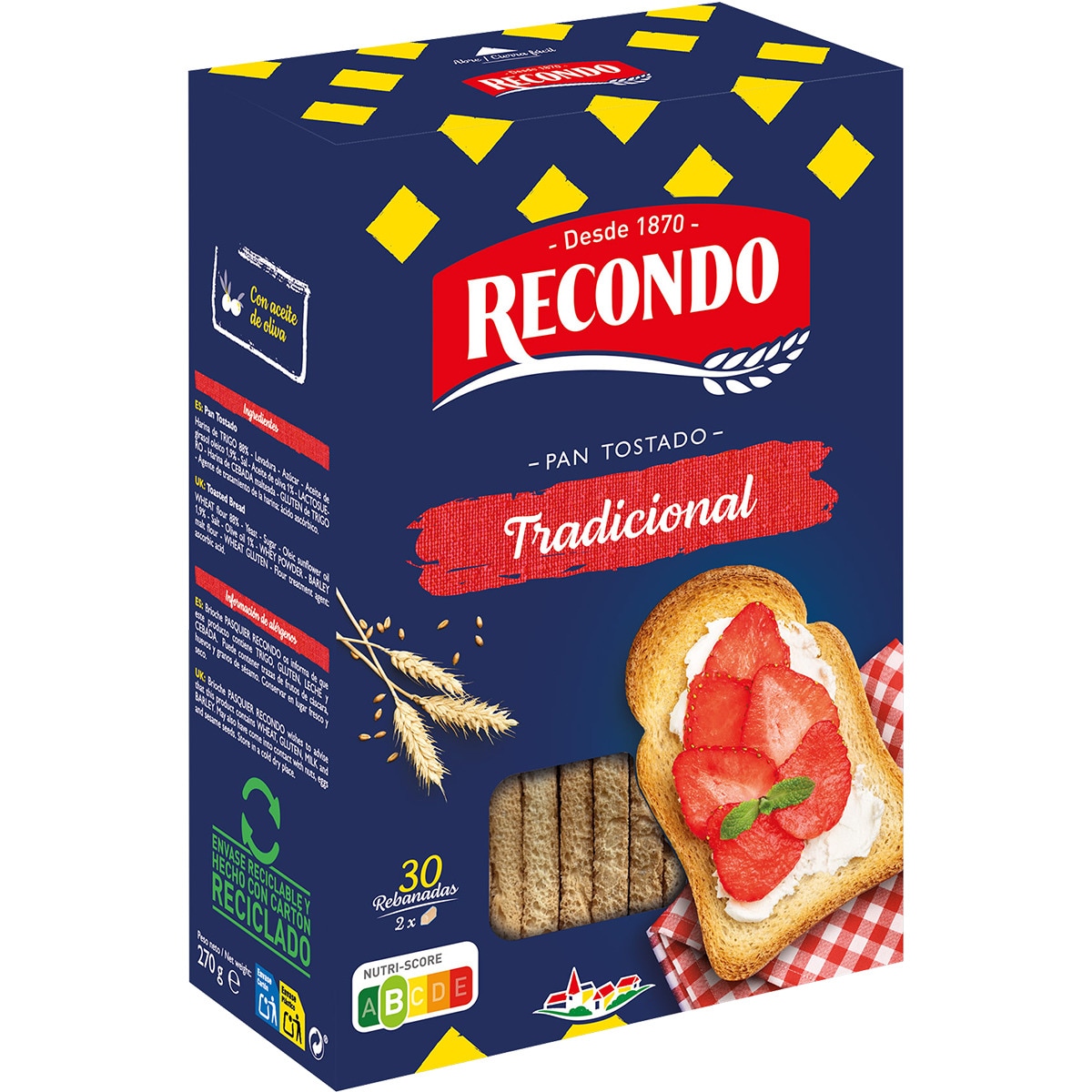 pan tostado tradicional 30 rebanadas paquete 270 g