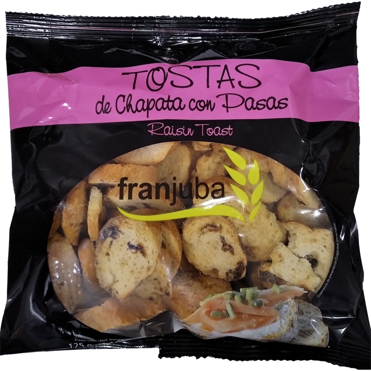 tostas de chapata con pasas bolsa 125 g
