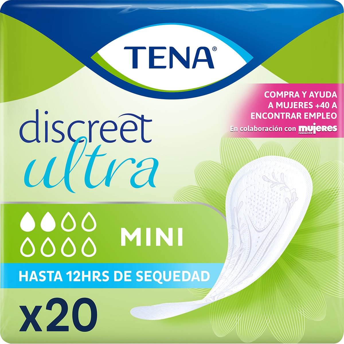 Discreet Ultra Mini compresa de incontinencia bolsa 20 unidades