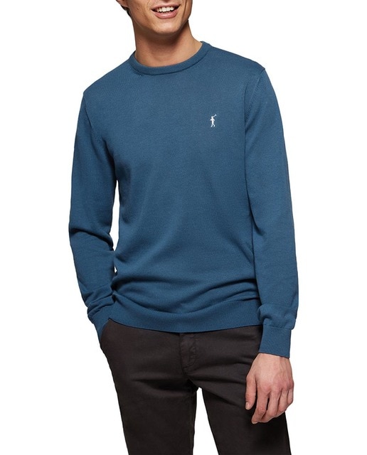 Imagen 0 de Jersey básico de cuello redondo azul denim con logo Rigby Go