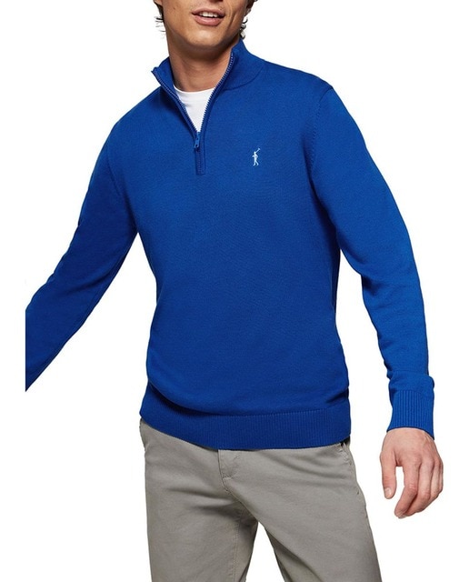 Imagen 0 de Jersey azul royal de punto de cuello subido y cremallera y logo Rigby Go