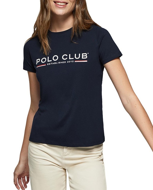 Imagen 0 de Camiseta básica azul marino con print icónico en el pecho