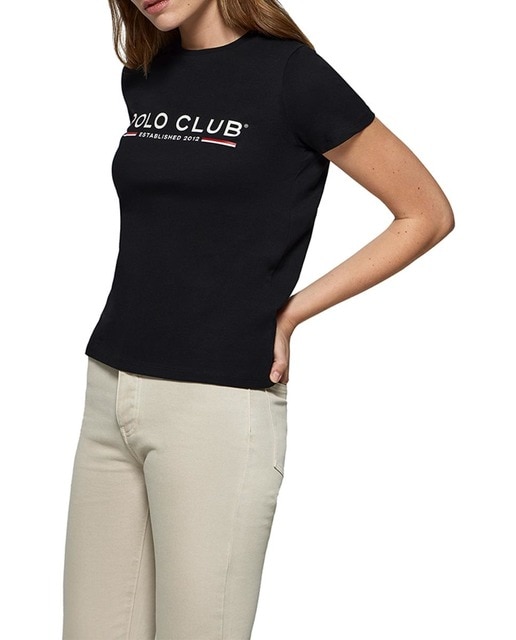 Imagen 0 de Camiseta básica negra con print icónico en el pecho