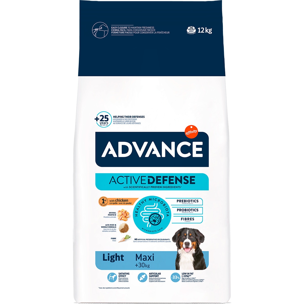 Alimento Seco para Cão Maxi Light Galinha e Arroz embalagem 12 kg