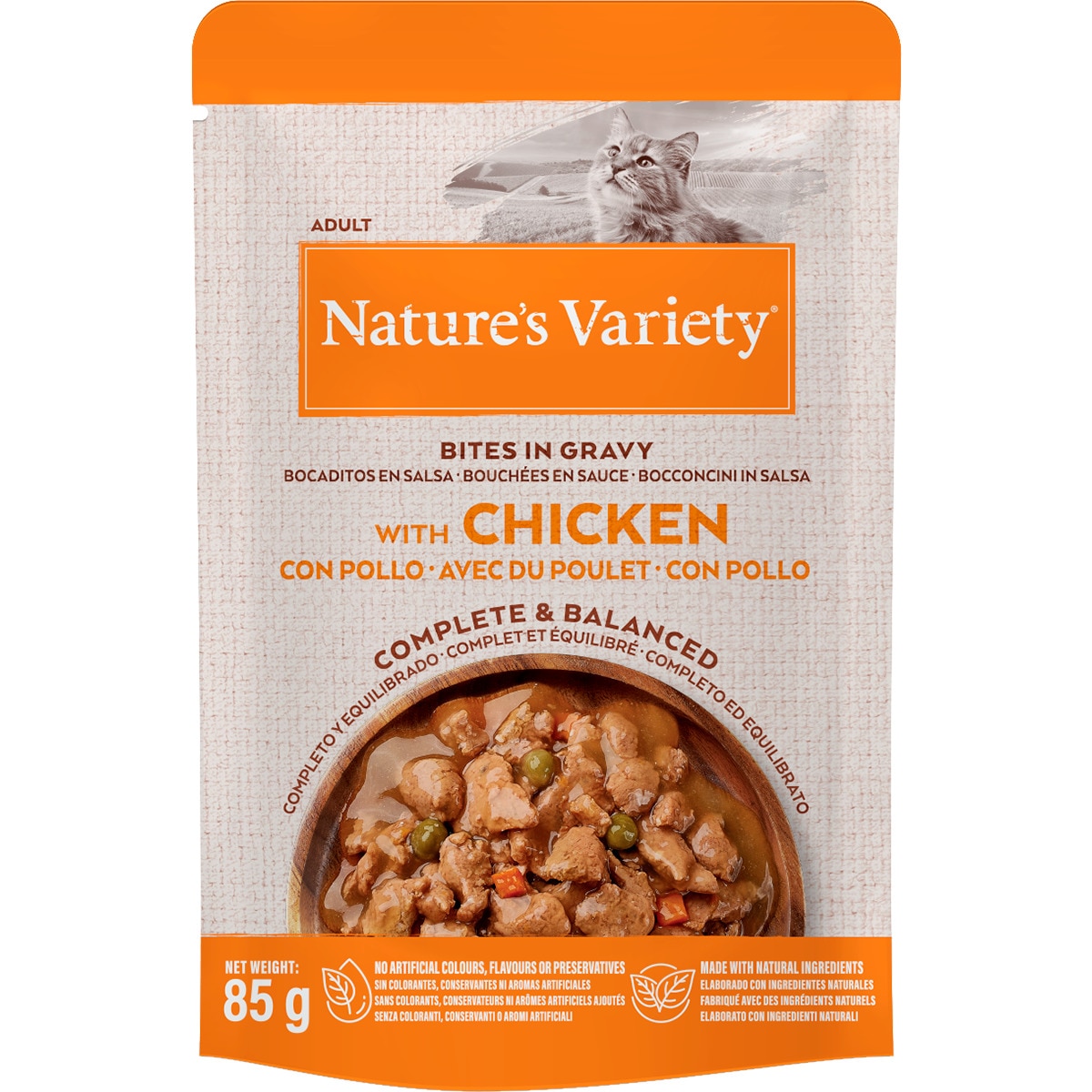 Alimento Húmido para Gato Galinha e Frango embalagem 85 g