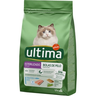 Bolas de Pelo pienso para gatos adultos esterilizados con trucha bolsa 1,5 kg - Ultima