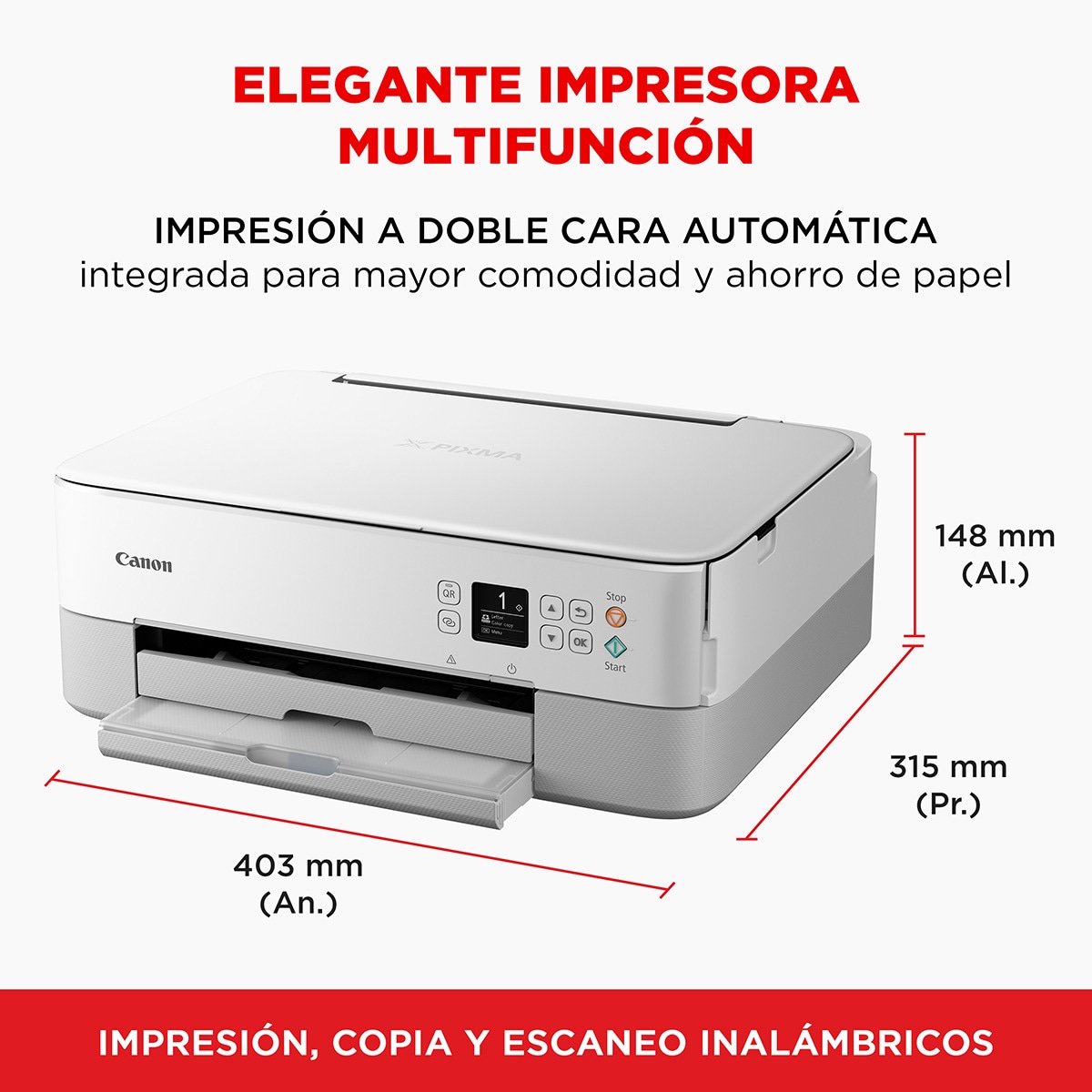 Impresora multifunción tinta Canon PIXMA TS5351i, Wi-Fi. Compatible PIXMA Print Plan Blanco-2