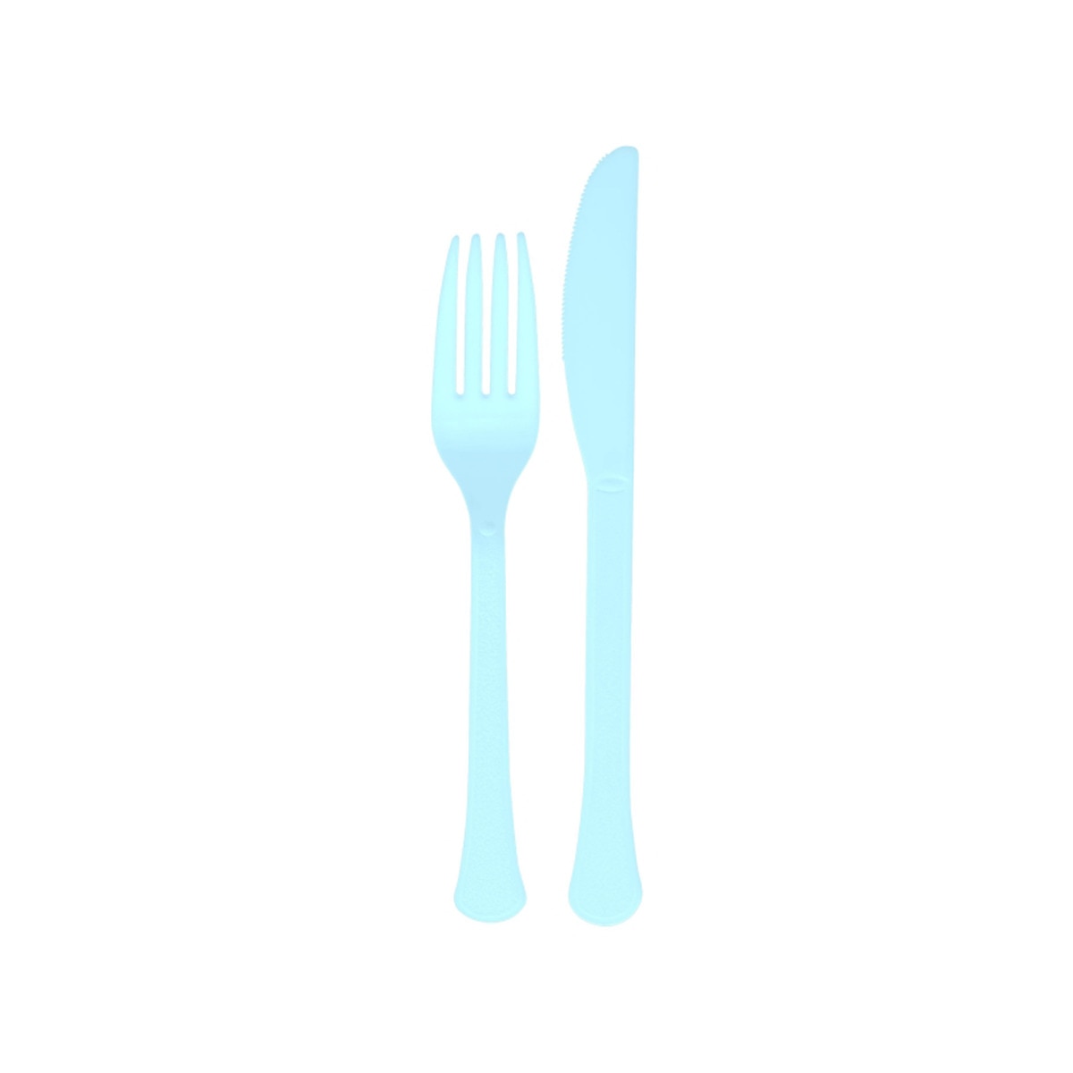 Imagen 0 de Pack 12 Tenedores y 12 Cuchillos Plástico Reusables 18cm Liragram Azul Cielo