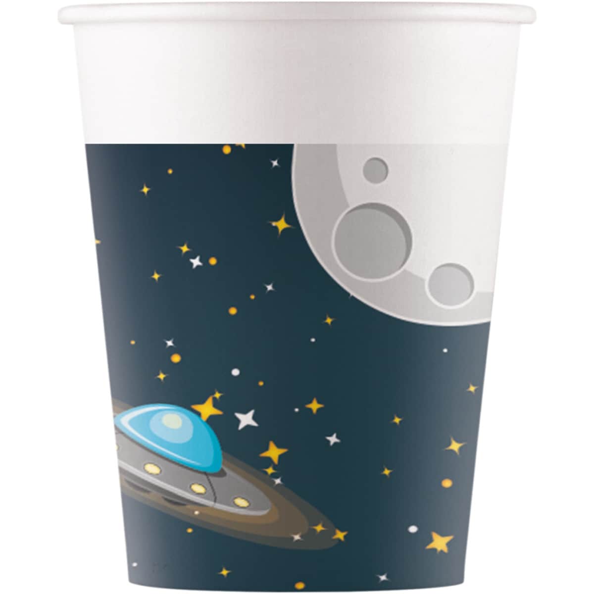 Pack 8 Vasos Papel Fsc 200ml Cohete Espacial Liragram Negro-1