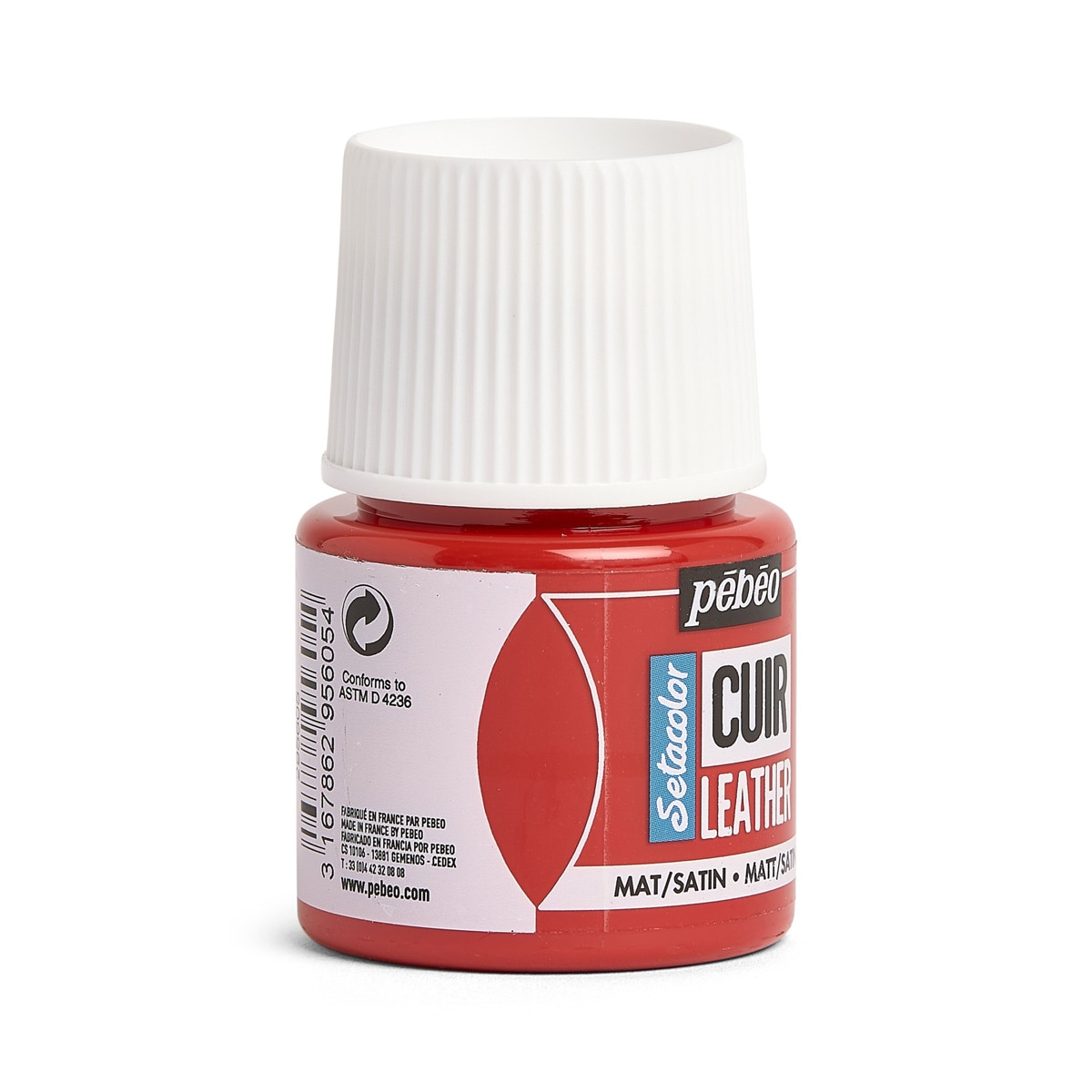 Tinta para couro 45ml Pebeo vermelho intenso 4