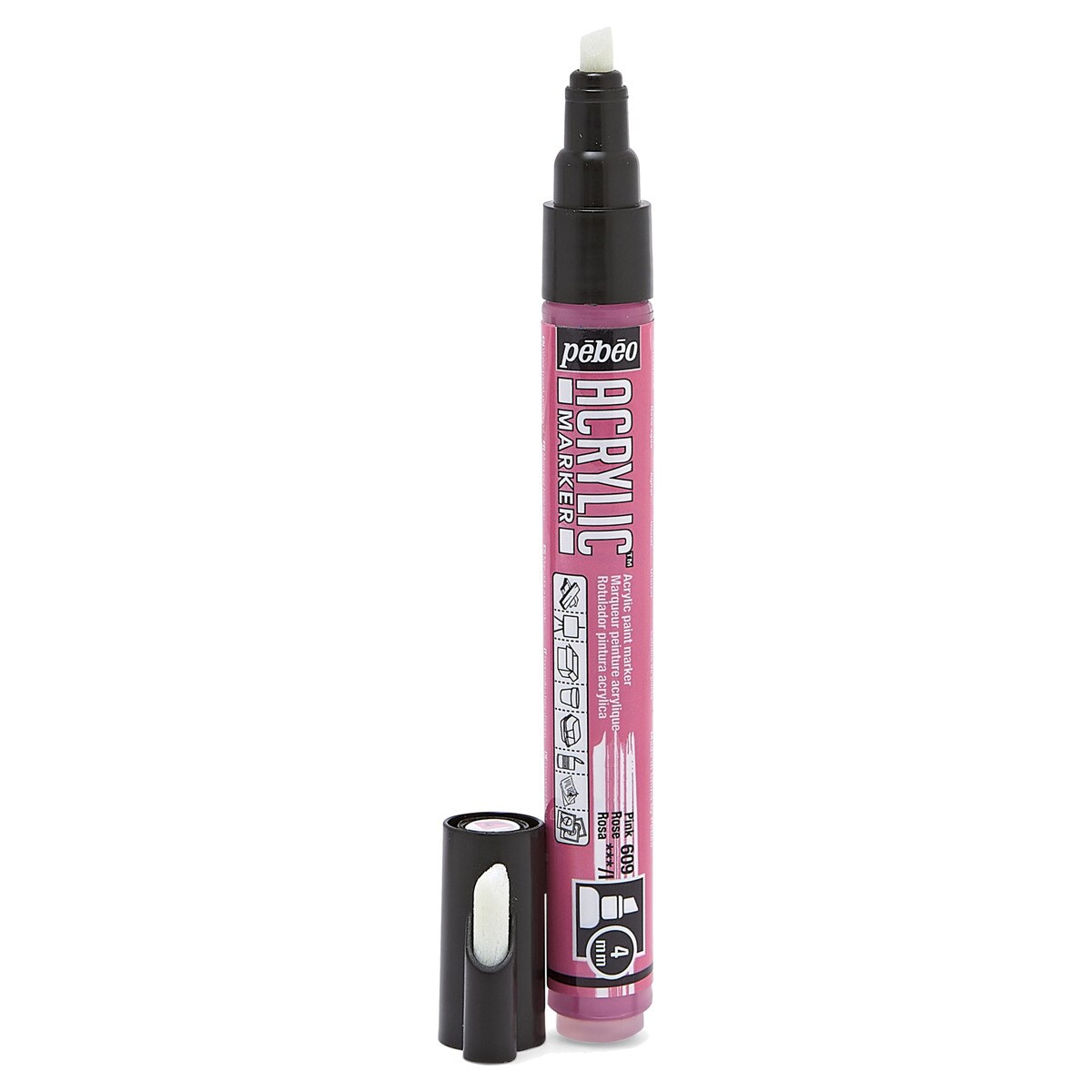 Marcador acrilico ponta biselada 4mm Pebeo rosa Rosa-2