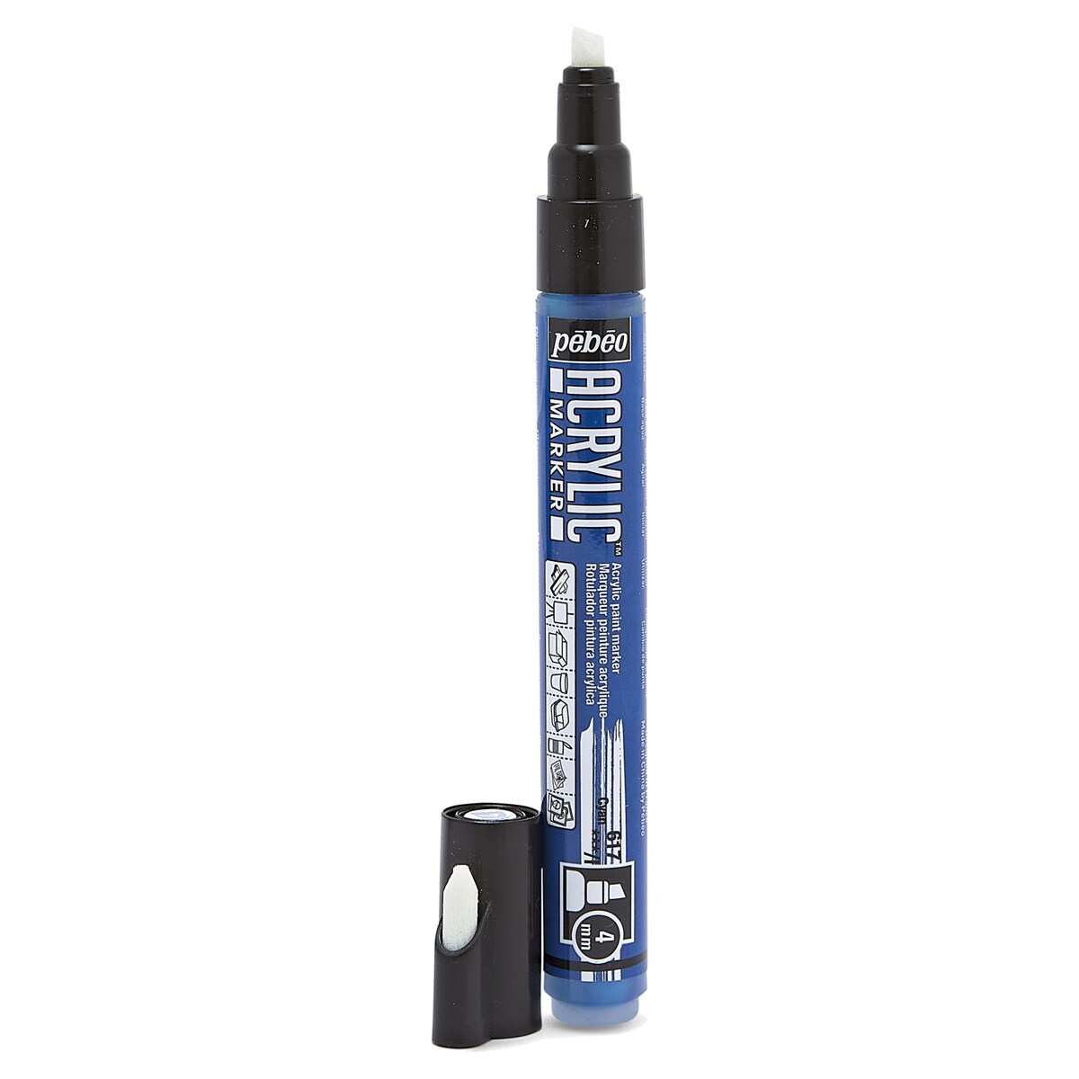 Marcador acrílico ponta biselada 4mm Pebeo ciano ciano-2
