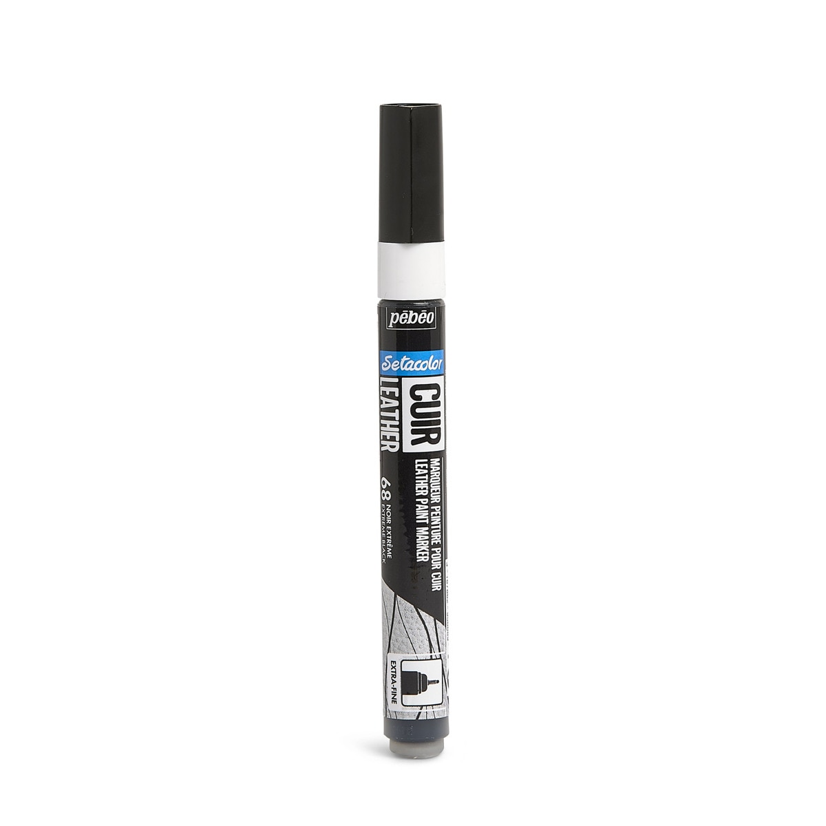 Marcador Couro Ponta extra fina 1mm Pebeo preto 1