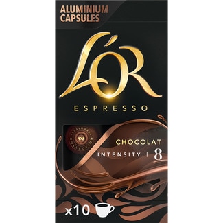 café espresso con sabor a chocolate Flavours Collection estuche 10 cápsulas compatibles con máquinas Nespresso - L'or Espresso