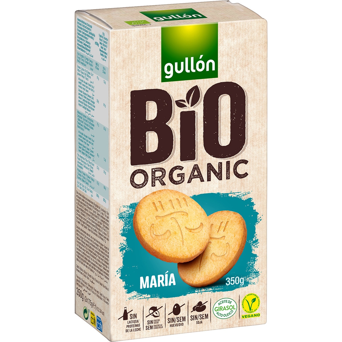 galletas María sin lactosa, sin huevo, sin frutos secos y sin soja ecológicas caja 350 g