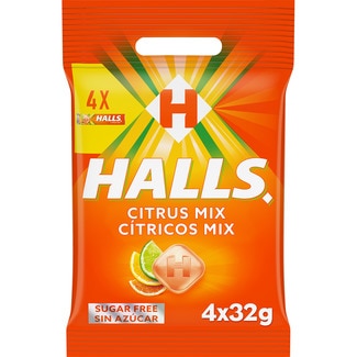 Citrus Mix caramelos duros sabores cítricos sin azúcar pack 4 envases 32 g - Halls