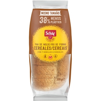pan de molde con cereales, mijo y quinoa sin gluten y sin lactosa envase 300 g - Schar