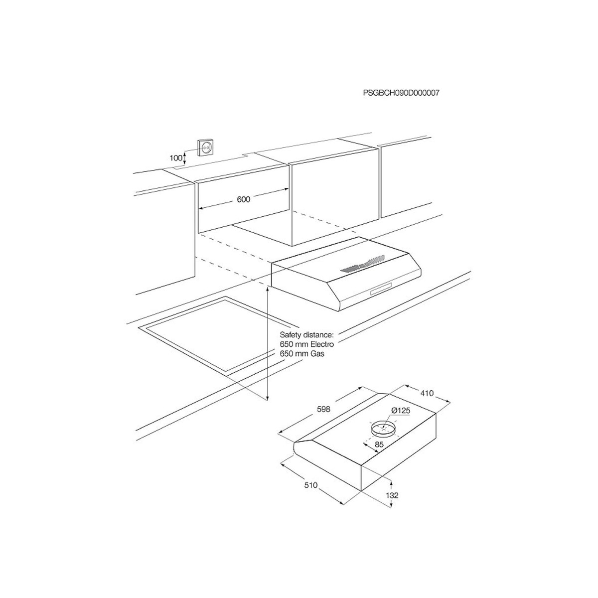 Campana convencional Electrolux con 3 niveles de potencia - EFU216S Inox-2