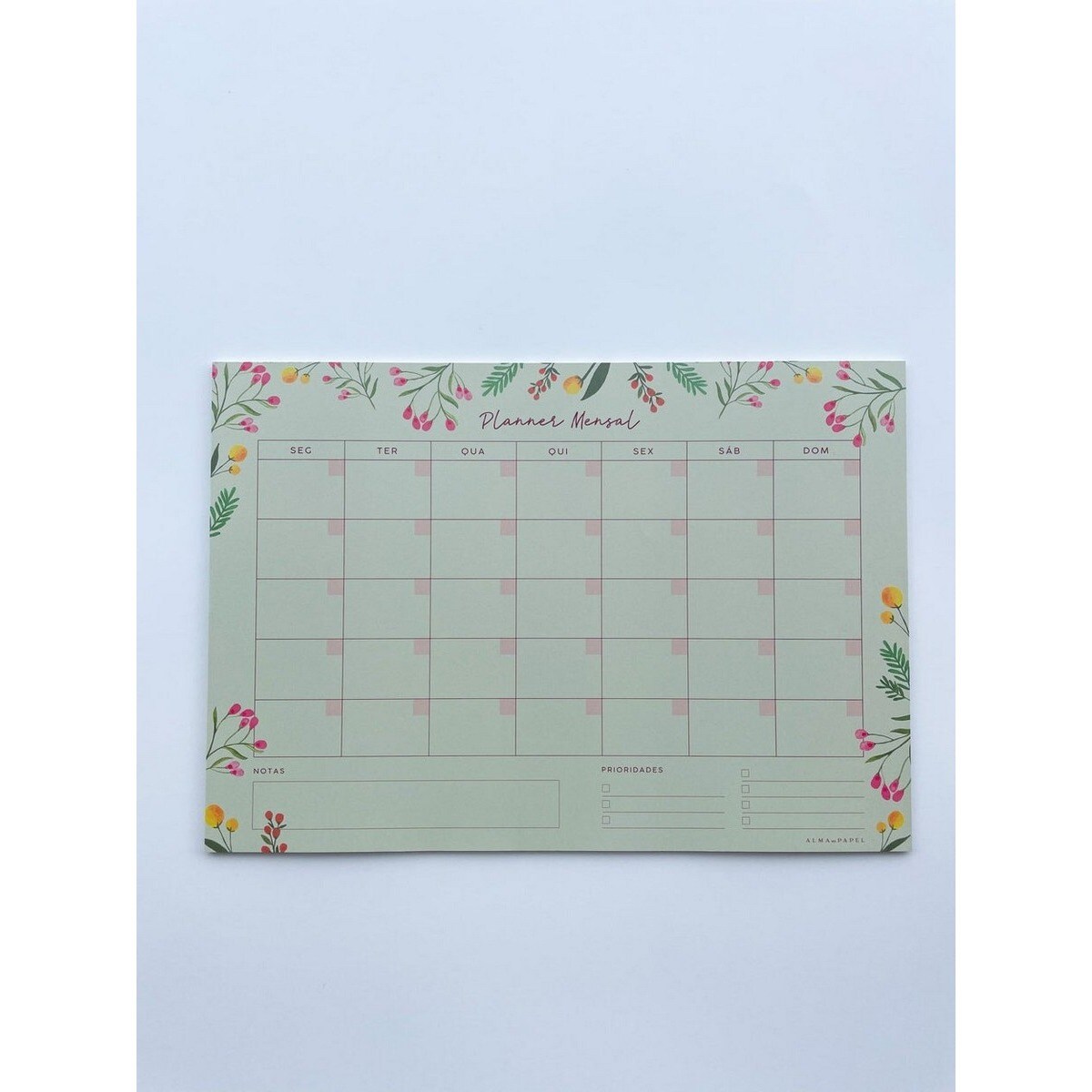 Planificador Mensal Silvestre Verde  18 Folhas 1