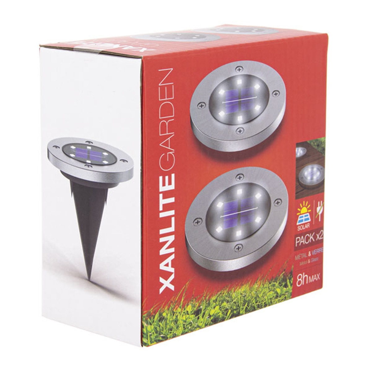 Pack 2 Focos Solares Exterior LED Fijación a Suelo Cromado-5